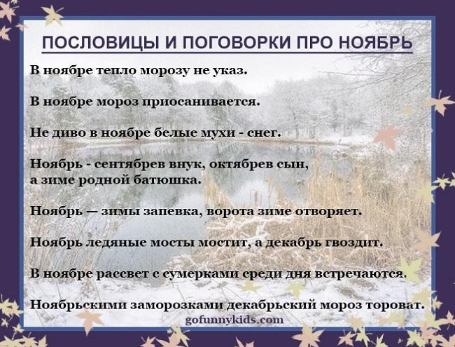 Подробнее о статье Пословицы и поговорки про ноябрь