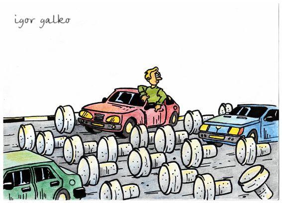 Смешные карикатуры про пробки на дорогах