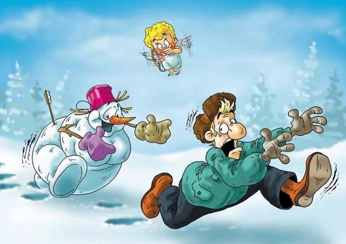 Смешные зимние карикатуры